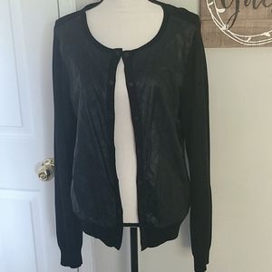 The Limited Cardigan with faux leather front